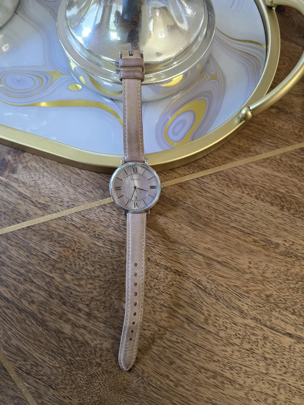 Fossil Nude Pink Leather Strap Watch
